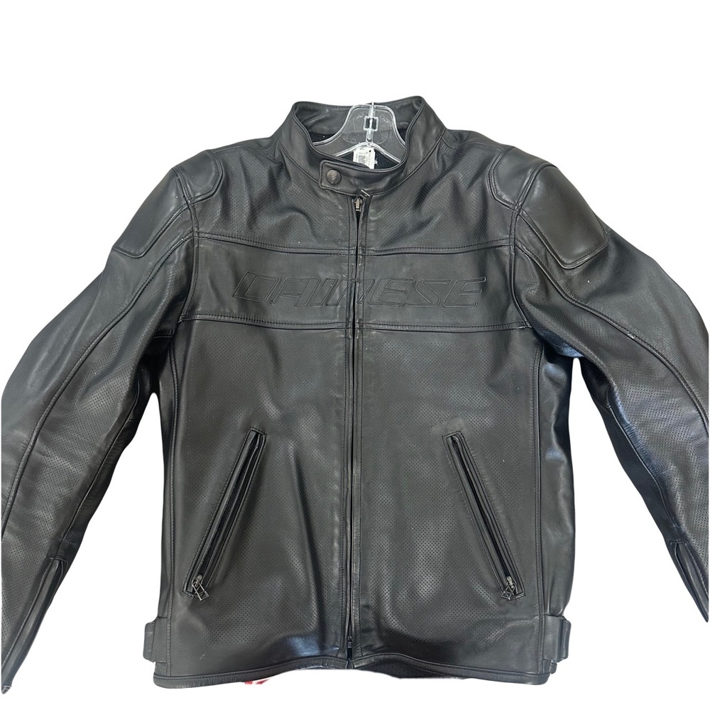 Dainese BARDO Black Padded Italian Leather Motorcycle Jacket